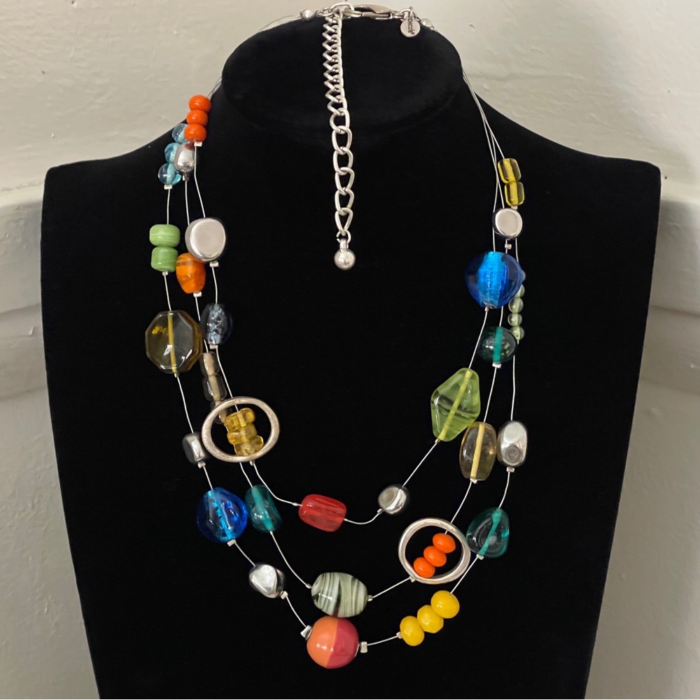 Chicos Multicolor Glass Beaded Necklace